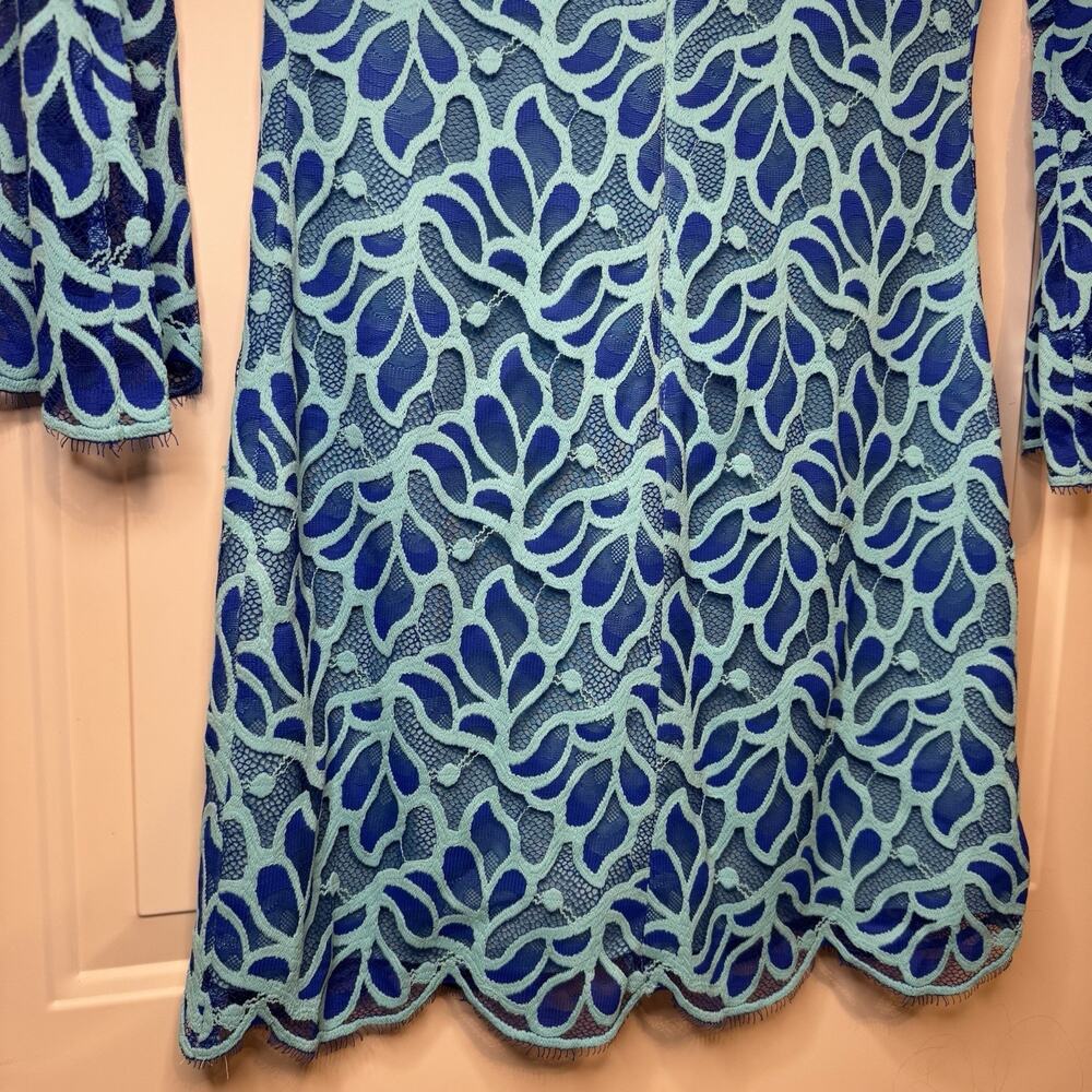 Lilly Pulitzer Devina Floral Lace Mini Shift Dress Brewster Blue Womens Size 0 - Picture 8 of 10